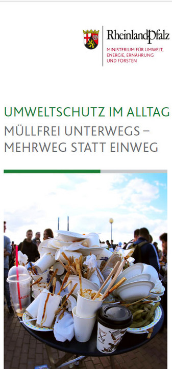 Titelseite des Flyers "Umweltschutz im Alltag: Müllfrei unterwegs – Mehrweg statt Einweg