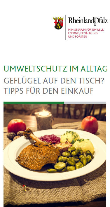 Titelseite des Flyers "Umweltschutz im Alltag: Geflügel auf den Tisch - Tipps für den Einkauf