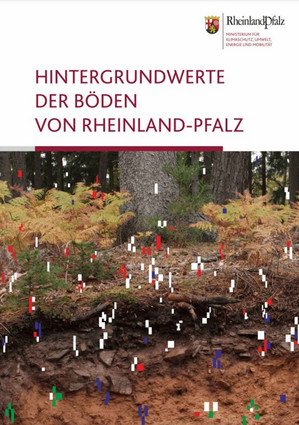 Das Bild zeigt das Deckblatt des LGB-Berichts Hintergrundwerte der Böden in Rheinland-Pfalz 2026